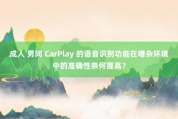 成人 男同 CarPlay 的语音识别功能在嘈杂环境中的准确性奈何提高？