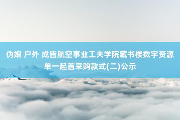 伪娘 户外 成皆航空事业工夫学院藏书楼数字资源单一起首采购款式(二)公示