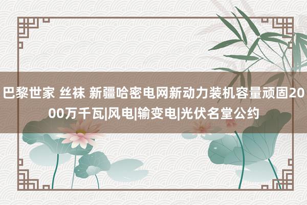 巴黎世家 丝袜 新疆哈密电网新动力装机容量顽固2000万千瓦|风电|输变电|光伏名堂公约