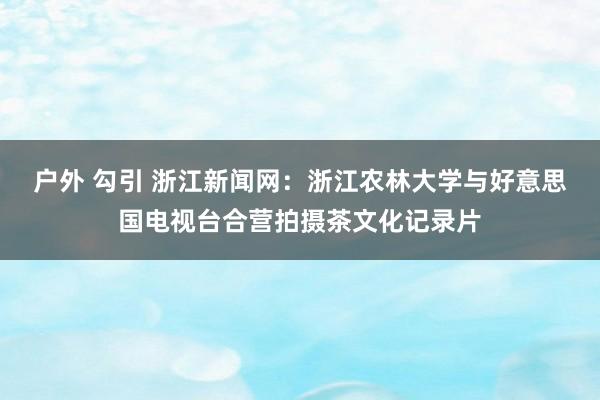 户外 勾引 浙江新闻网：浙江农林大学与好意思国电视台合营拍摄茶文化记录片